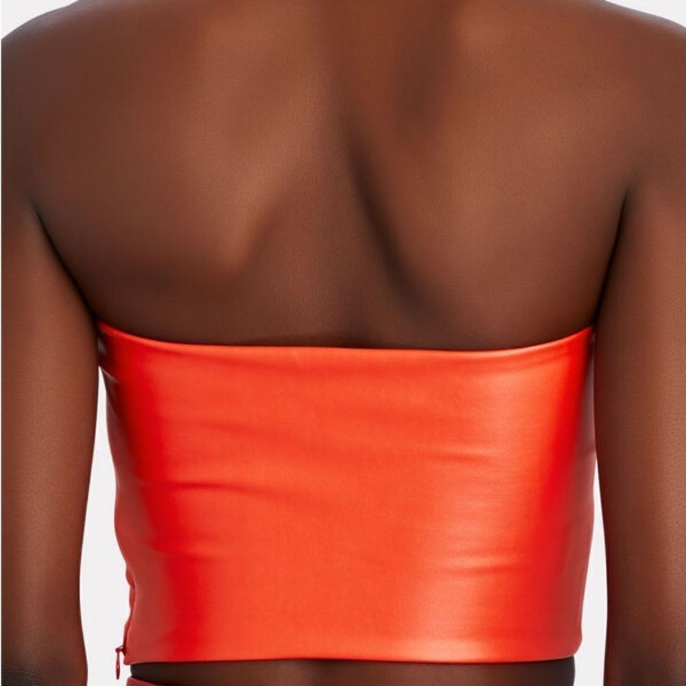 NWT Lapointe Faux Leather Tube Top Poppy size 8 - Picture 2 of 13